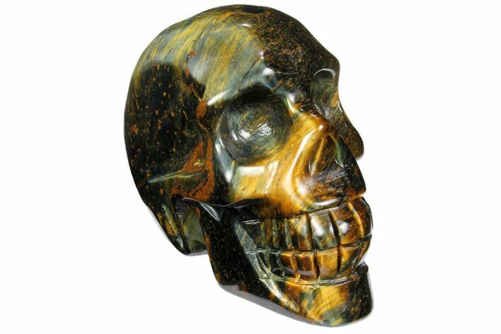 Polished Tiger's Eye Skull - Crystal Skull #111813